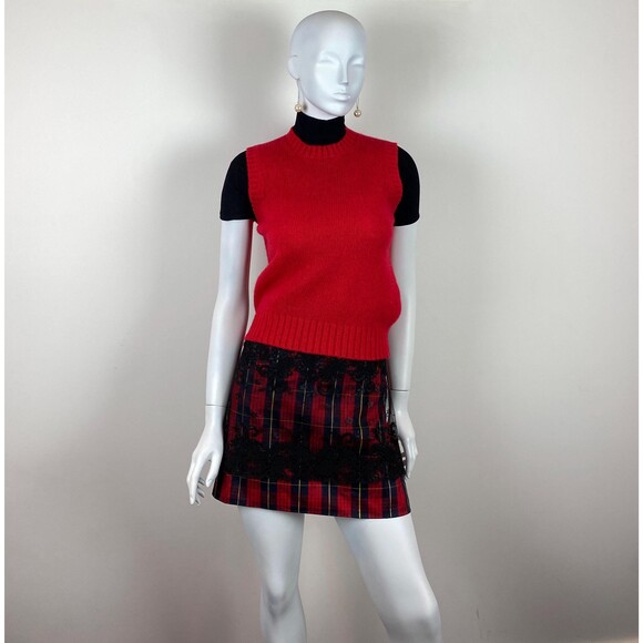 VTG Womens Red 100% Shetland Wool Vest Spun In Scotland Classic Preppy Academia - Picture 5 of 5